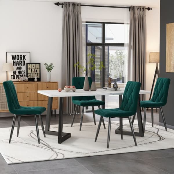 Matbord - Set 117x68 cm - 4 stolar - Sammet - Rektangulär
