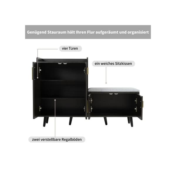Skoopbevaring - MUVOE - Moderne - 4 døre - Massivt træ - Sort