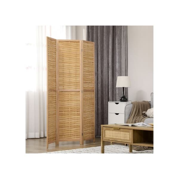 Paravent - HOMCOM - 3 paneler - Bambu - 120x170 cm - Inomhus