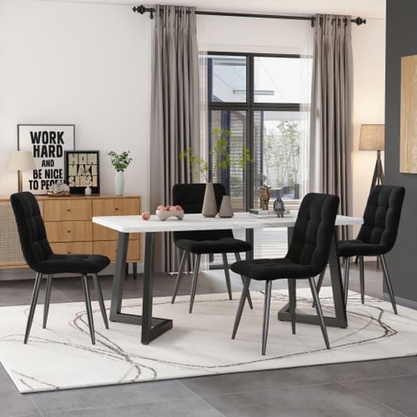 Spisebord - MUVOE - Rektangulær - 4 stole - Sort - Moderne