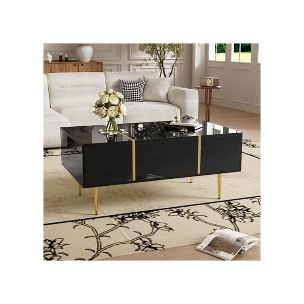 Sofabord - MUVOE - Moderne - Glans sort - 2 skuffer - Moderne design