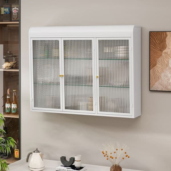 Glasvitrine - MUVOE - 3 døre - Vægmontering - Hvid - Moderne design