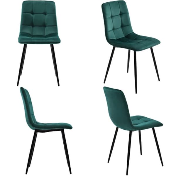 Matstol - MUVOE - 4-pack - Mörkgrön sammet - Samtida design - Metallram