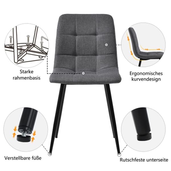 Spisebord - MUVOE - Rektangulær - 4 pladser - Grå - Gyldne ben
