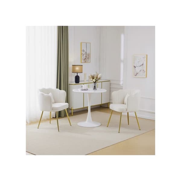 Soffstolar - MUVOE - Set om 2 - Vit sammet - Blomdesign - Ergonomisk komfort