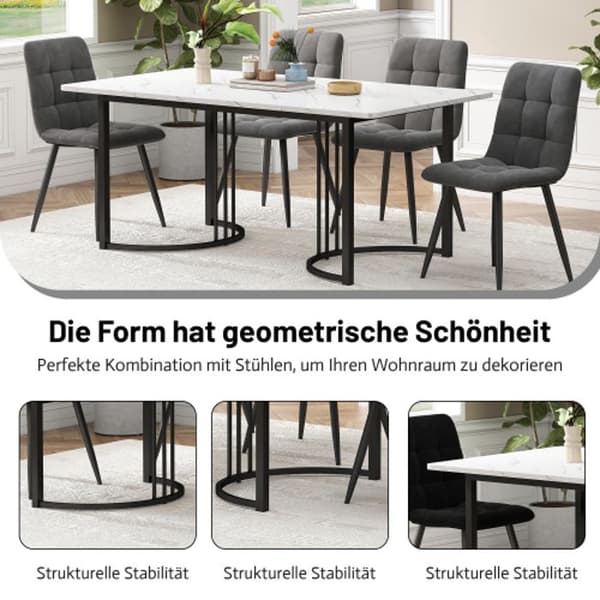 Matbord - Rektangulär - 140 x 80 cm - Modern marmor - Justerbara ben