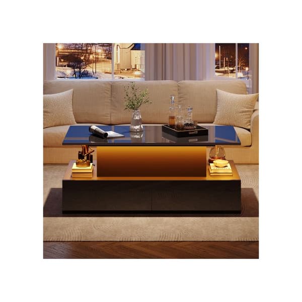 Sofabord - MUVOE - Moderne - Blank sort - LED-belysning - 4 skuffer