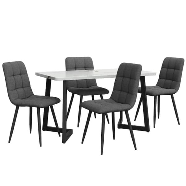 Spisebord - MUVOE - 117 cm - 4 stole - Mørkegrå - Rektangulær