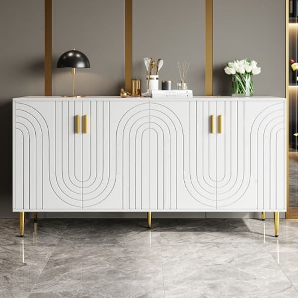 Buffé - MUVOE - Design unik - Vit - Guld - 152x40x75 cm
