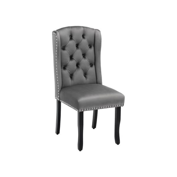 Spisestol - MUVOE - Moderne design - Grå velour - Egetræ ben - Sæt af 6