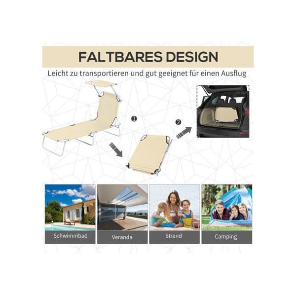 Trädgårdssoffa - MUVOE - Wellness - Beige - Justerbart soltak - Fällbar