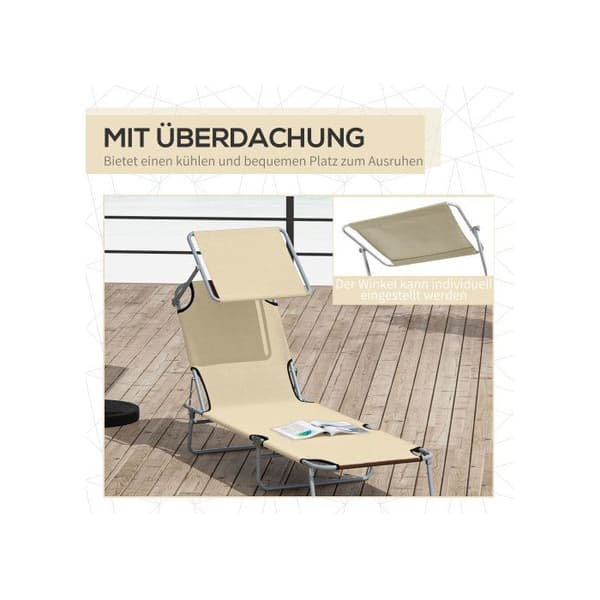 Trädgårdssoffa - MUVOE - Wellness - Beige - Justerbart soltak - Fällbar