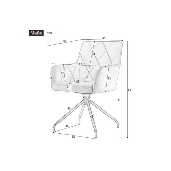 Matstolar - MUVOE - 4-pack - 360° svängbara - Mörkgrå sammet - Ergonomiska