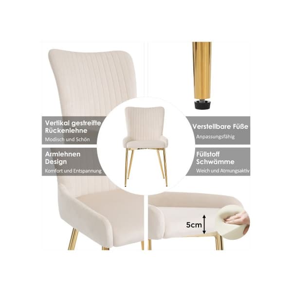 Matstolar - MUVOE - Set om 4 - Beige sammet - Bekväm - Modern design