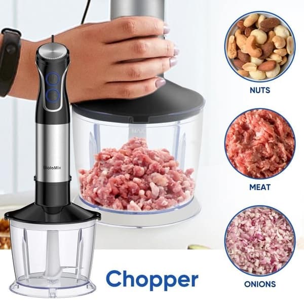 BioloMix - 5-i-1 stavblender, 1 500 watt, blade i rustfrit stål 304
