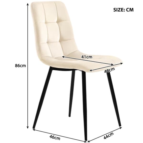 Matbord - MUVOE - 117 cm - 4 stolar - Beige sammets - Rektangulär