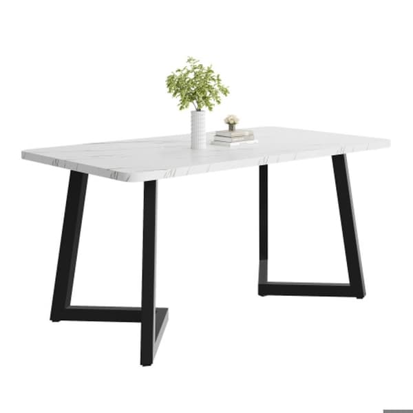 Spisebord - MUVOE - Rektangulær - Marmor - Sorte metalben - 117x68 cm