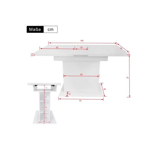 Udvidbart spisebord - MUVOE - Hvidt - Multifunktionelt - Elegant design - Hurtig montering