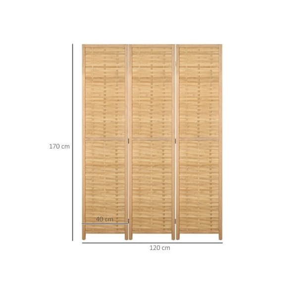 Paravent - HOMCOM - 3 paneler - Bambu - 120x170 cm - Inomhus