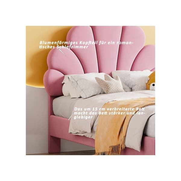 Barneseng - 90 x 200 cm - Blomsterhovedgærde - Robust MDF - Nem montering