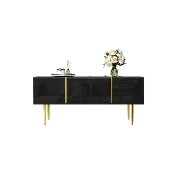 Sofabord - MUVOE - Moderne - Glans sort - 2 skuffer - Moderne design