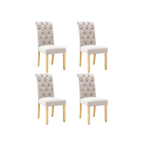 Matstolar - MUVOE - Set om 4 - Beige sammet - Ekben - Modern design