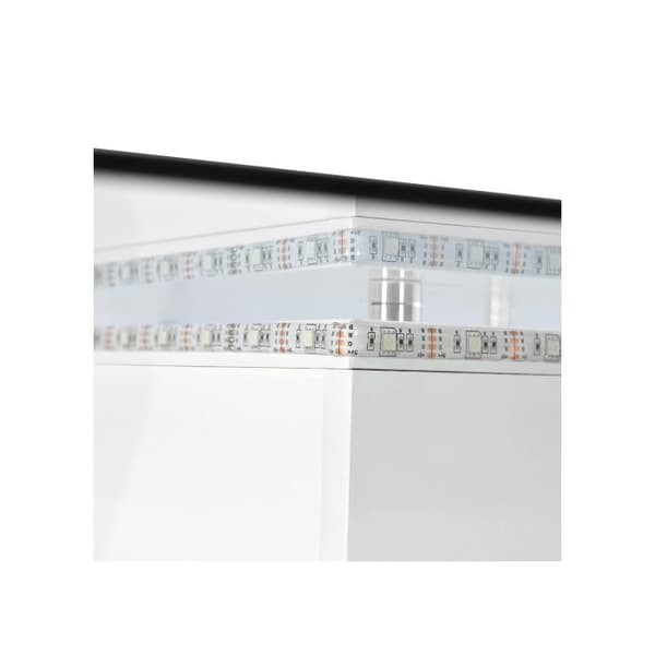 Soffbord - MUVOE - Rektangulär - Härdat glas - Justerbar LED - Svängbara hjul