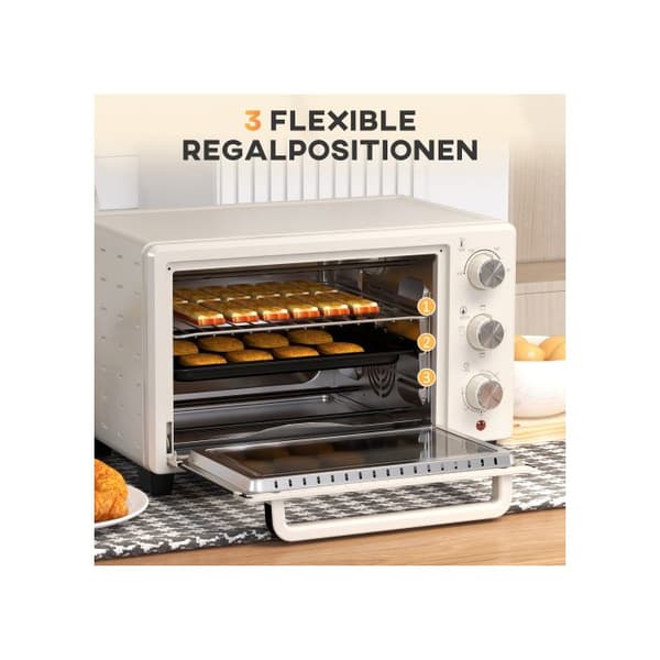 Fire elektrisk - MUVOE - Mini-ovn 21L - 3 tilberedningsmetoder - 1400W - Temperatur 100-230°C