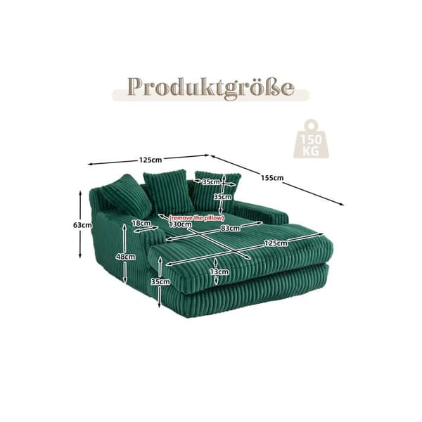 Cloud Couch moderne sovesofa i fløjl med 3 bløde puder i smaragdgrøn.