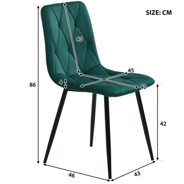 Matbord - Set 117x68 cm - 4 stolar - Sammet - Rektangulär