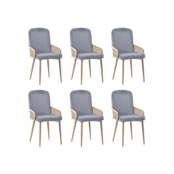 Matsalsstol - Design - Sammet - 6-pack - Metall - Grå