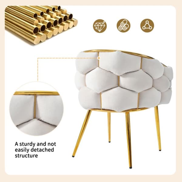 Sammetstol - MUVOE - Bubbles stol - Beige - Guldbehandlade ben - 1 plats