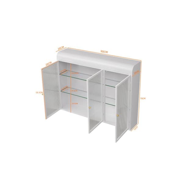 Glasvitrine - MUVOE - 3 døre - Vægmontering - Hvid - Moderne design