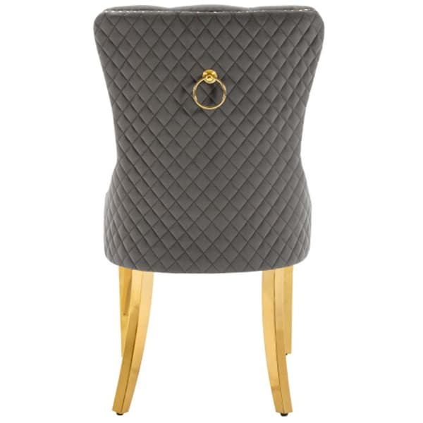 Matstolar - MUVOE - Grå/Guld - Sammet - 4-pack - Chic Elegans
