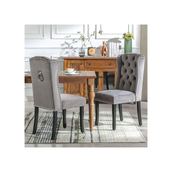 Matstol - MUVOE - Modern design - Grå sammet - Ekben - Set om 6