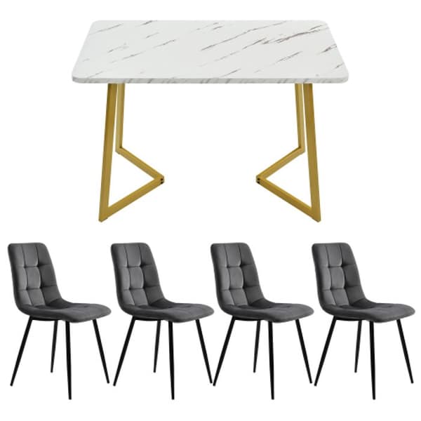 Matbord - MUVOE - 117 cm - 4 stolar - Rektangulär - Modern