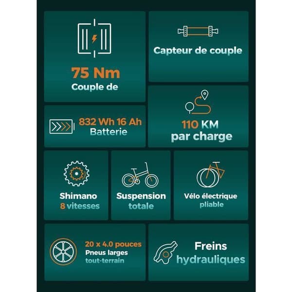 Elcykel - ENGWE - ENGINE PRO 2.0 - Batteri 16Ah 48V - Rækkevidde 150 km - Sammenfoldelig
