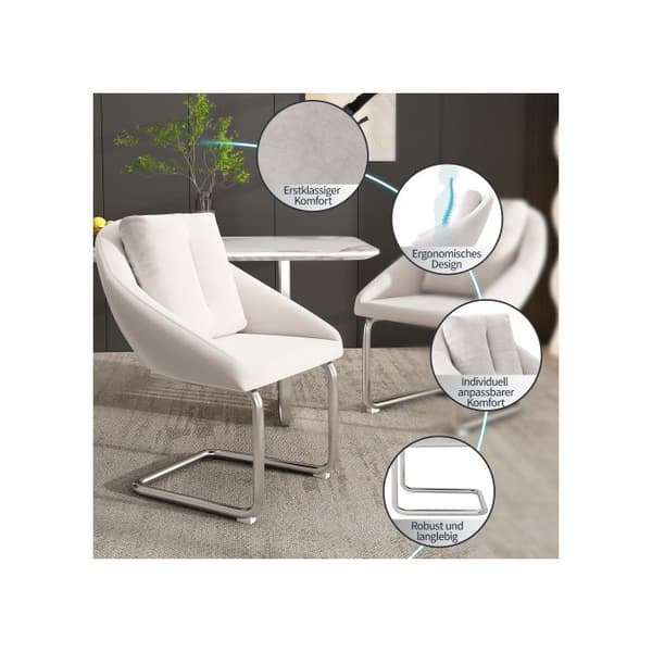 Matsalsstol - MUVOE - Sammet - Beige - Ergonomisk - Set om 2