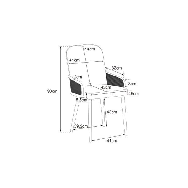 Spisestol - Design - Velour - Sæt af 6 - Metal - Grå