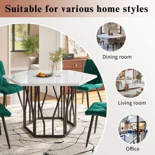 Mødebord - Moderne - Hexagonal - Marmor - Sort metal - Moderne design