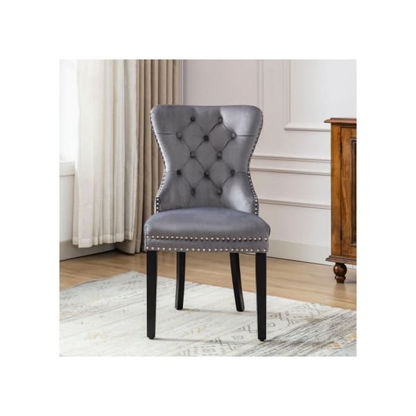 Matstolar - MUVOE - Set om 4 - Ekben - Grått tyg - Elegant design