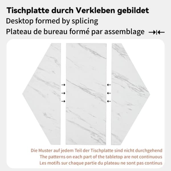 Mødebord - Moderne - Hexagonal - Marmor - Sort metal - Moderne design