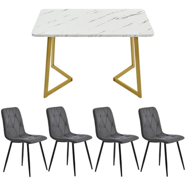 Matsalsset - MUVOE - Bord 117x68 cm - 4 stolar - Grå -Rektangulär