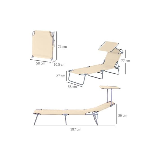 Trädgårdssoffa - MUVOE - Wellness - Beige - Justerbart soltak - Fällbar