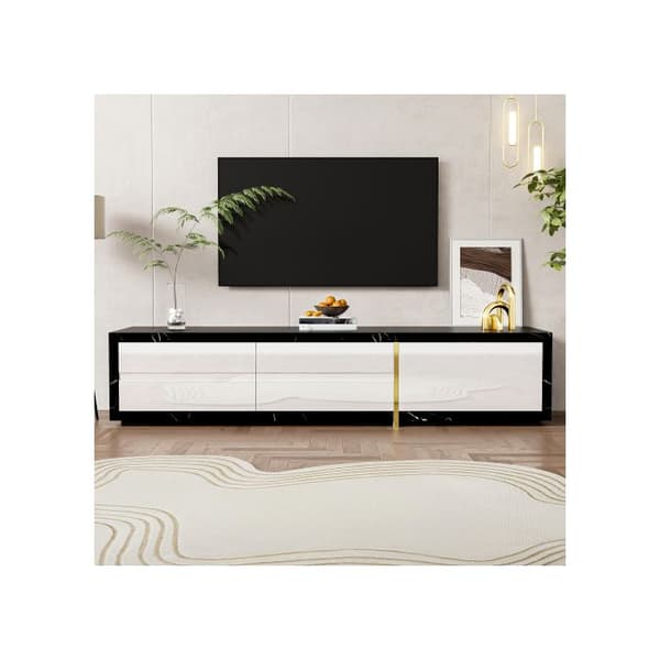 Moderne tv-møbel, variabel længde (140-260 cm), roterende funktion, sort marmor overflade