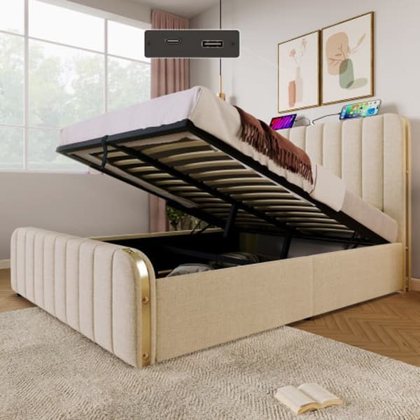 Seng - MUVOE - 140x200 cm - Polstret - USB Type-C - Beige
