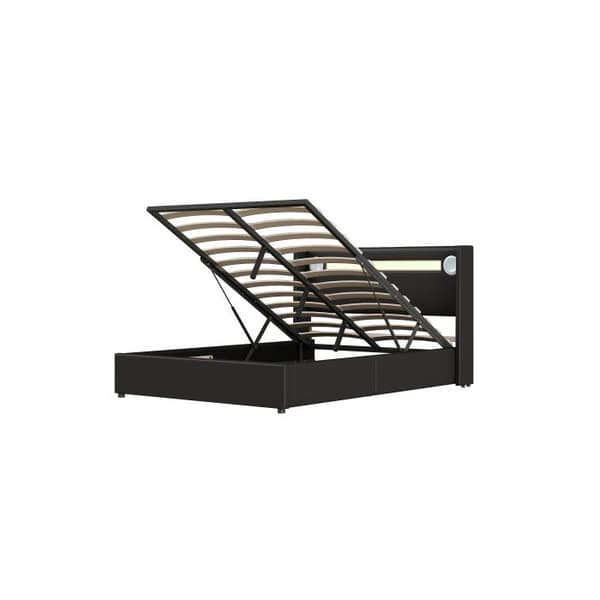 Seng 140x200 - MUVOE - Seng med LED - Bluetooth - Opbevaring - PU-læder