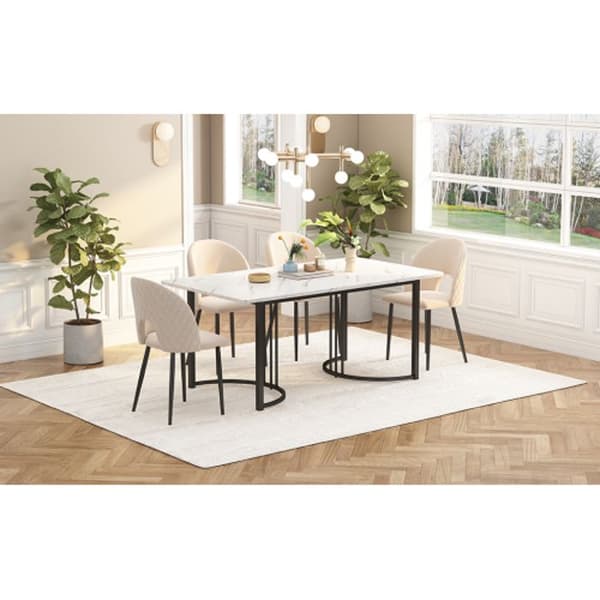 Matbord - Rektangulär - 140 x 80 cm - Modern marmor - Justerbara ben