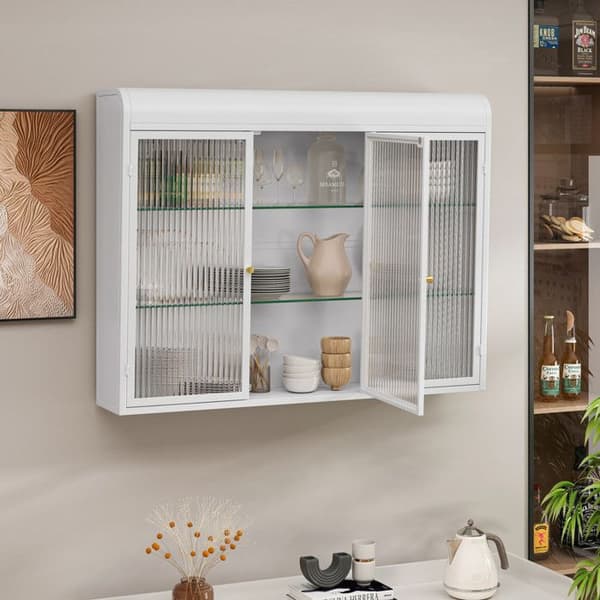 Glasvitrine - MUVOE - 3 døre - Vægmontering - Hvid - Moderne design