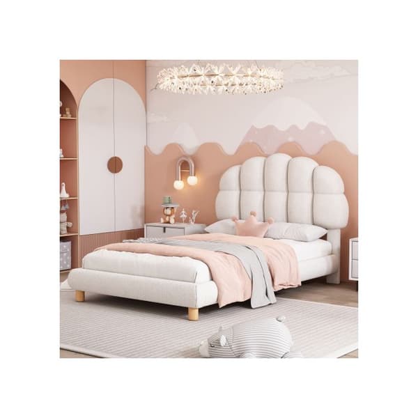 Seng simpel - MUVOE - 90x200cm - Polstret - MDF - Hvid